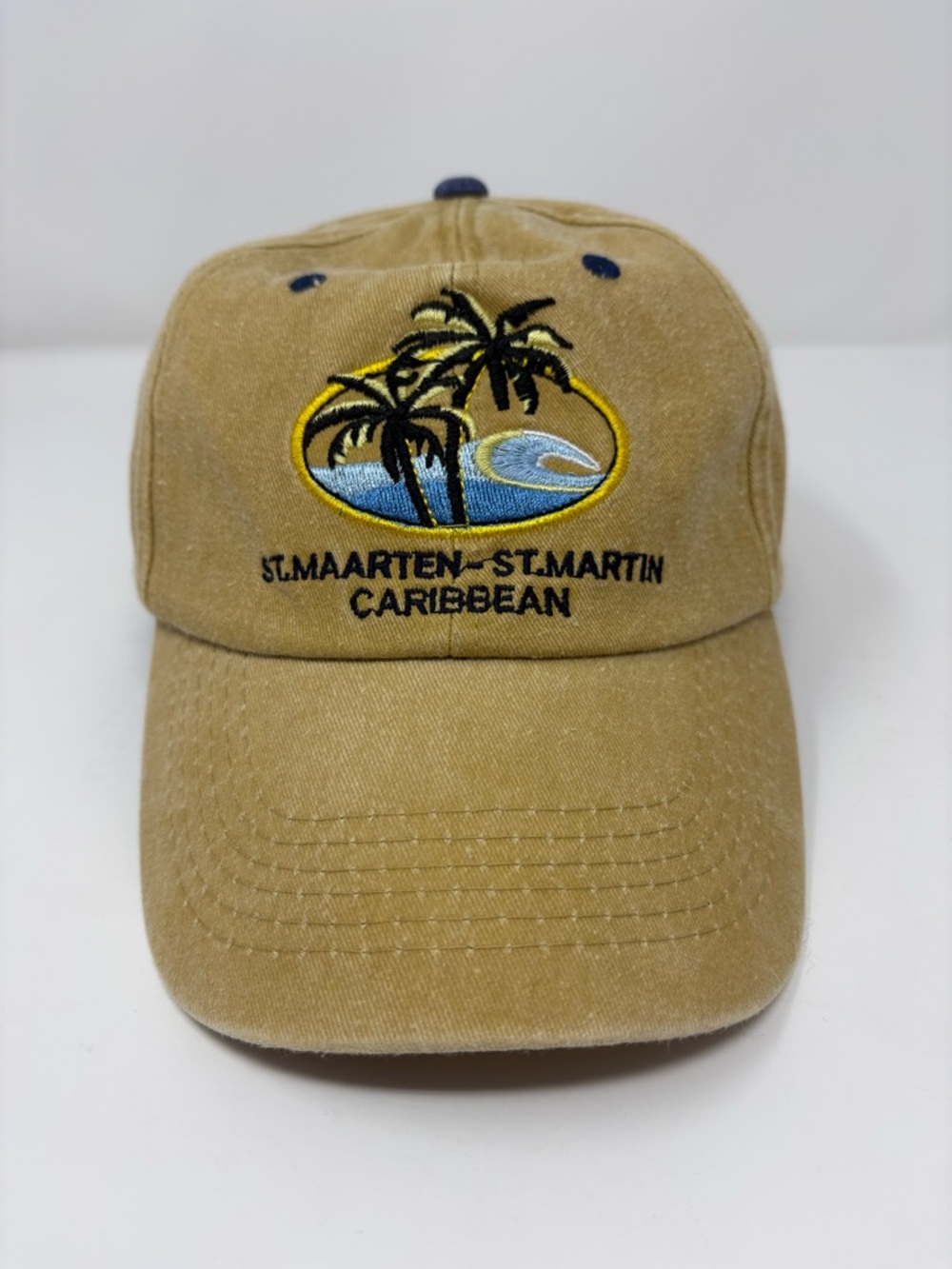 Vintage St. Maarten-St. Martin Caribbean Embroidered Strapback Hat 80s 90s